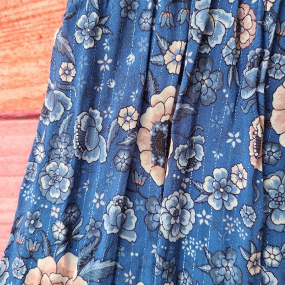 Spell Blue Floral Zahara Metallic Midi Boho Dress - Picture 14 of 16
